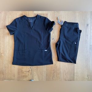 Figs Black Scrubs Pair Set Women Medium Technical Collection